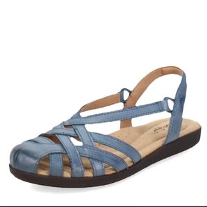 Earth Origins Nellie Women’s Parisian Blue Leather Slingback Sandals Size 8M EUC